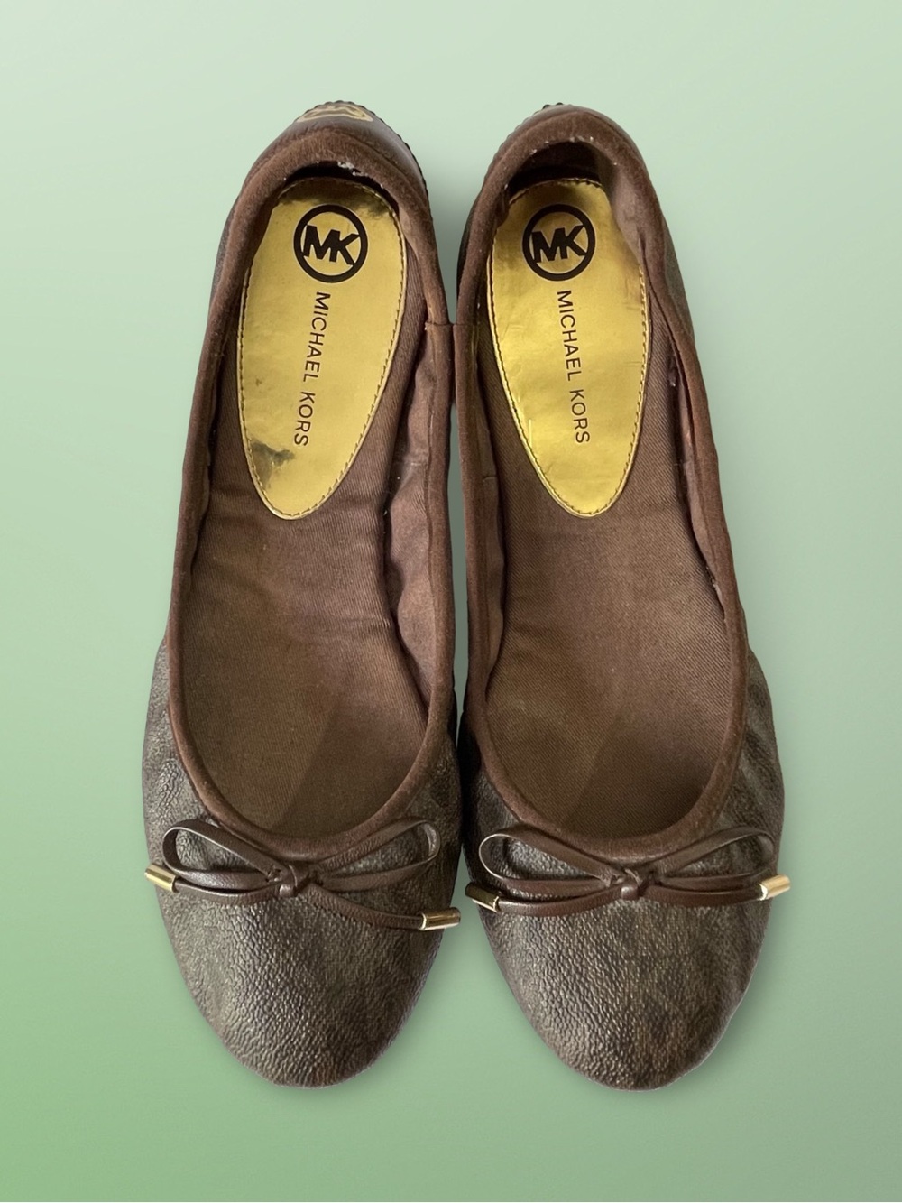 Michael Kors MK City Ballet Flats Ballet Flats Signature Logo Print Sz9
